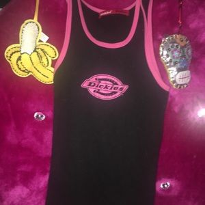 Vintage 90s Black Hot Pink Tank Dickies M Y2K